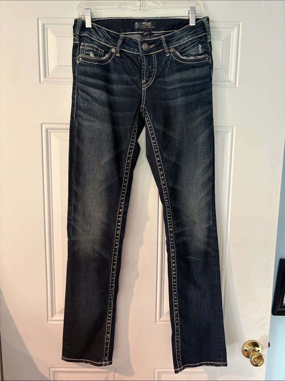 Silver Aiko Dark Indigo Straight Leg Jeans